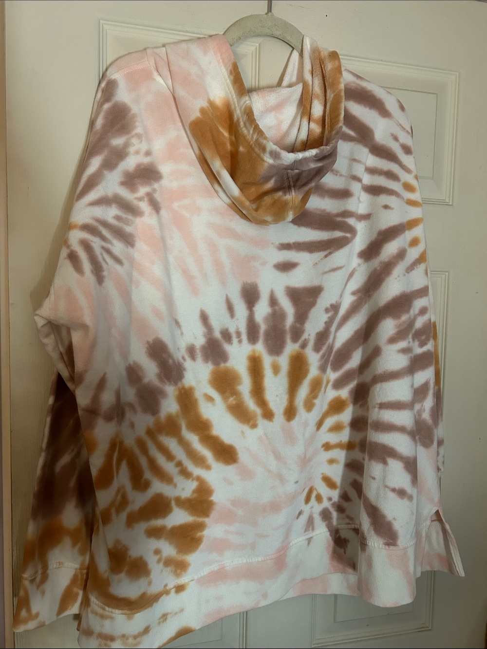 Ava & Viv oversized brown & pink tie-dye hoodie fleece lined sweatshirt 2X - Picture 3 of 3
